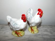 ANCIENNE Salière Poivrière sel Poivre en PORCELAINE Représentant un COQ et POULE