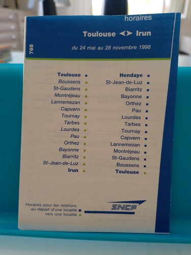 Horaires toulouse irun 1998 - toulouse,