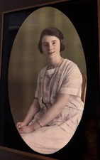 autochrome portrait doux de jeune femme d'époque 1920 - 13x18 photo