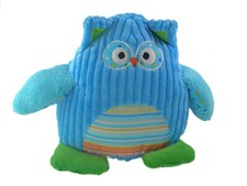 Peluche doudou Hibou velours cotele bleu rayures 22 cm