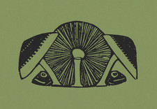 Affiche Champignon et Poisson Art mural botanique vert - 16x12/20x16/24x18/36x24