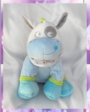 Doudou Peluche Vache Bleu Blanche Foulard Blanc Pois Cocard Mots D'Enfants