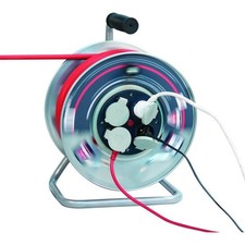 Enrouleur multiprise électrique pro moyeu fixe 4 prises clapet 40M 3x2.5mm² 16A 