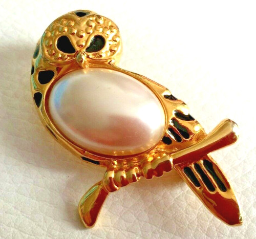 Broche hibou chouette doré - chouette,
