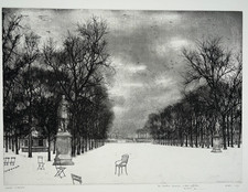 JARDIN LUXEMBOURG Paris GRAVURE Eau Forte MICHEL CIRY ea 1970