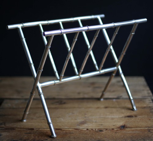 Faux bamboo magazine rack - faux, mid