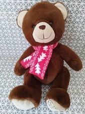 Peluche doudou ours marron écharpe rouge  La Grande Récré 35 cm