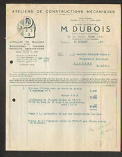 TOURS (37) ATELIER de CONSTRUCTION MECANIQUE pour TUILERIE "M. DUBOIS" en 1950