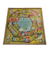 old wooden game board: little horses and a checkers