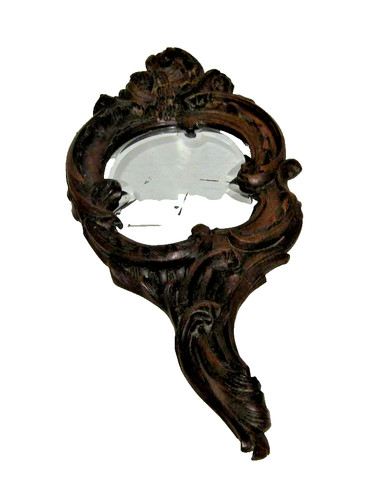 Ancien miroir face main en - miroir, à