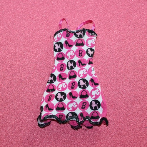 Robe rose noire poupée - rose,