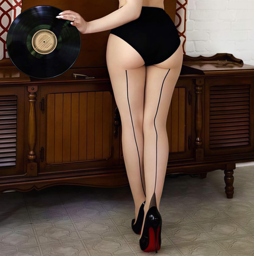 Collant beige couture noir - collant,