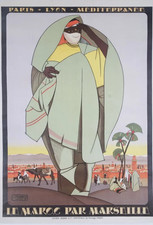 Affiche vintage JACQUES MAJORELLE (1862-1962)  LE MAROC PAR MARSEILLE. 1926