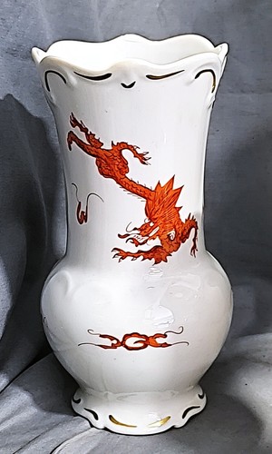 Vase rouge dragon handgemalt - vase,