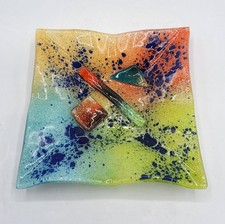 Coupelle vide-poche en verre soufflé coloré multicolore de Murano XXème