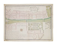 BONNAMY | Projet d'une place | 1749 | Dessin original | Paris | Carte / plan