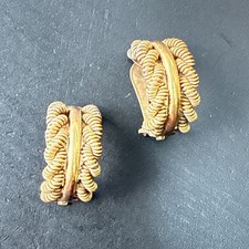 Ancienne Paire De Boucle D’oreille Plaquer Or Createur Cubique Clips créole 