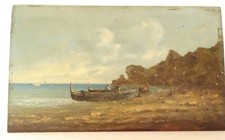 HSP tableau marine Victor Philipsen bord de mer bateau côte Bretagne XIXème