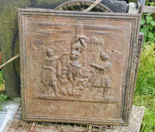 plaque de cheminée biblique dieu a voir! en fonte de fer, protection du foyer !