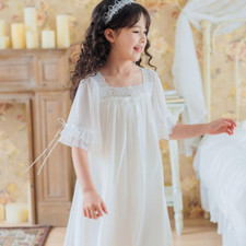 Enfants Filles Maille Dentelle Nuit Pyjama Princesse Robes de Nuit Palace Style