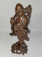 Bouddha rieur, sculpture en bois précieux. Milieu 20ème siècle