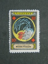 Vignette Delandre Croix-Rouge pour les blessés français Lausanne Suisse