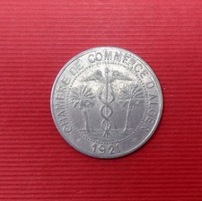 joli JETON piece de necessité 10 ctms , 1921 chambre commerce d'ALGER