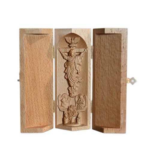 Triptyque bois religieux - bois,