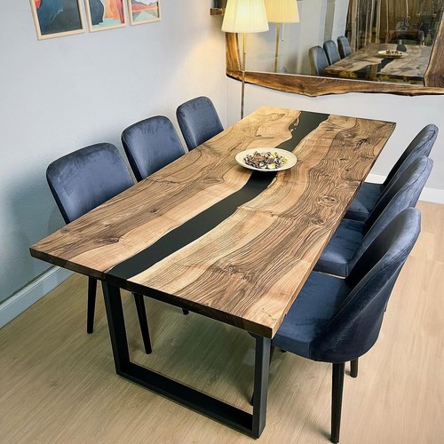 Table bois époxy noir - bois,