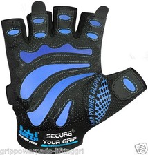Men Black Blue Gym Gloves