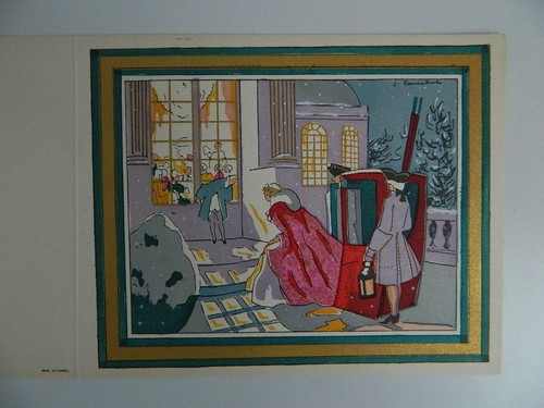 Gravure ancienne coloriée - , au