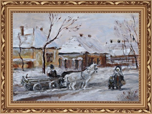 Scène village hivernale - scène,