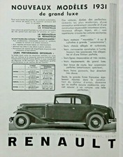 PUBLICITÉ DE PRESSE 1931 VOITURE RENAULT MONASTELLA VIVASTELLA NERVASTELLA REINA