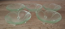 5 Coupelles Anciennes Tripode Art Déco En Verre Ouraline À Dessert Fruit Glace 