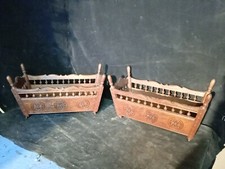 Paire De Berceau , Lit A Bascule , De Poupée En Bois