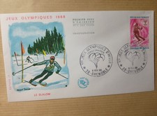 enveloppe premier jour 1968 jeux olympiques d'hiver grenoble le slalom