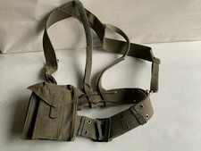 Ancienne ceinture militaire à bretelles et poche 