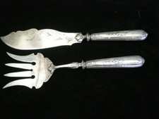 ANCIEN SERVICE A POISSON MANCHE POINCON ARGENT MINERVE