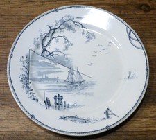 belle et ancienne assiette plate des modèle marines décor de bisquine ou voilier