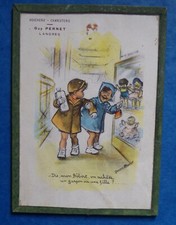 B) ancien sous-verre GERMAINE BOURET publicité Boucherie Pernet Langres