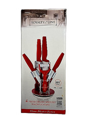 Set de 5 couteaux céramique + support rotatif 360° Royalty Line (rouge)