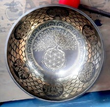 Bol chantant vibrant profond 13 pouces arbre de vie tibétain fait main