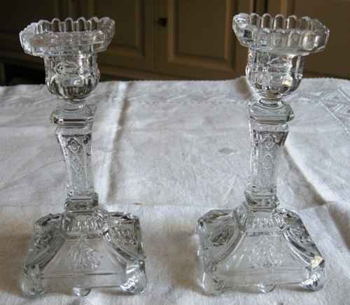Paire bougeoirs verre de - paire, en