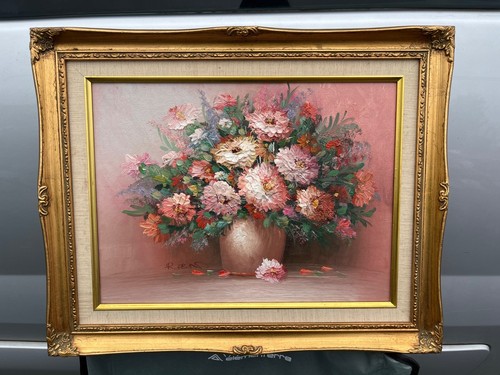 Tableau vase fleurs ancien - tableau,