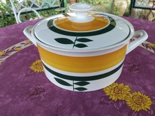 Soupière Légumier Faience de Gien Modèle Ascoli Art Déco Orange Vert Peint Main