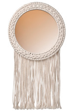 Miroir décoratif IKEA ENERGISKOG avec franges beige cuivre 26x48cm 19"x 10"