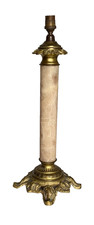 Grand Pied de LAMPE COLONNE Albâtre et BRONZE Doré