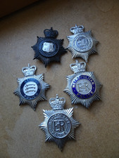 Obsolete HELMET BADGE 5 Insignes Caque Bobby Police Anglaise Collection