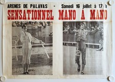 Affiche Corrida Arènes PALAVAS Mano a Mano NIMENO II Ann. '70 photo MOURARET