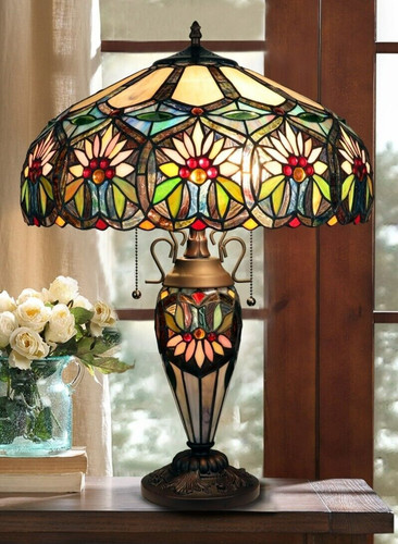 Stained glass table desk - table, lamp